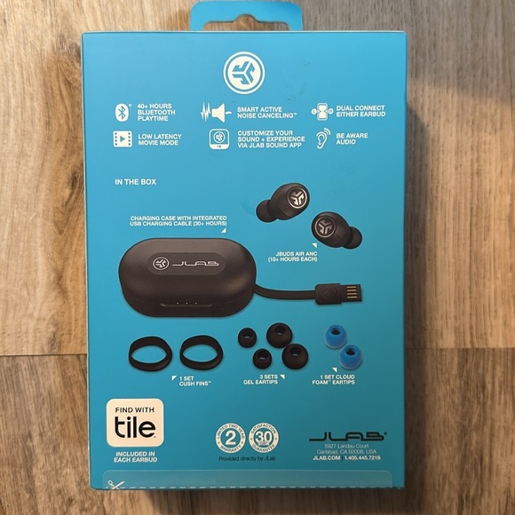 JLab JBuds Air ANC 2nd Gen True Wireless Noise Canceling Earbuds Black New - Picture 2 of 3